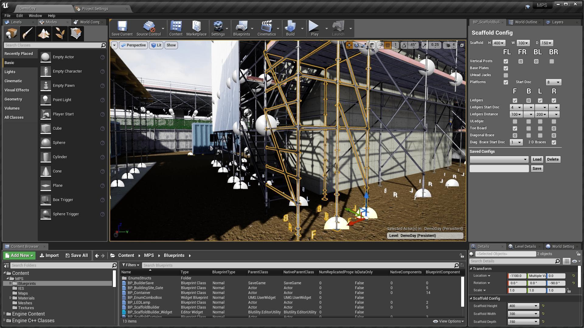 Modular Procedural Scaffold System Demo